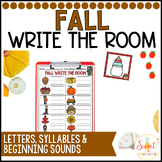 Fall Phonics Write the Room Activity | Letters Beginning Sounds Syllables