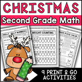 CHRISTMAS place value & addition worksheets. PRINT & GO math practice 2nd GRADE