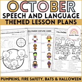 October Speech Therapy Activities Bundle | Pumpkin, Fire Safety, Bat & Halloween