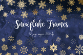 Hello Winter Digital Frames, Gold Snowflake Borders, Gold Falling Snowflakes