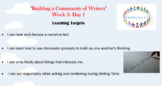 Being a Writer Unit 1 Week 3 Days 1-5