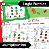 Ugly Sweaters Christmas Logic Puzzle Math Task Cards Multiplication
