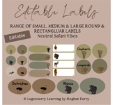 Editable Labels | Name Place Labels | Neutral Safari Classroom Decor