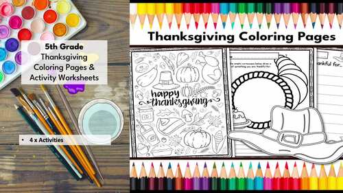 5th Grade Thanksgiving Coloring Pages and Activity Worksheets for Fifth Graders