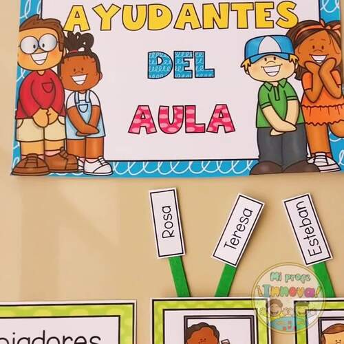 Editable Classroom Job Chart in Spanish / Class Helpers - Ayudantes del salÂ¨Â®n
