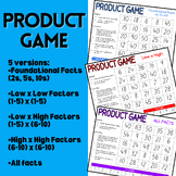 The Product Game - 5 Differentiated Versions for Multiplication Fact Fluency
