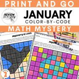 Second Grade COLOR BY CODE MATH - January Mystery Math