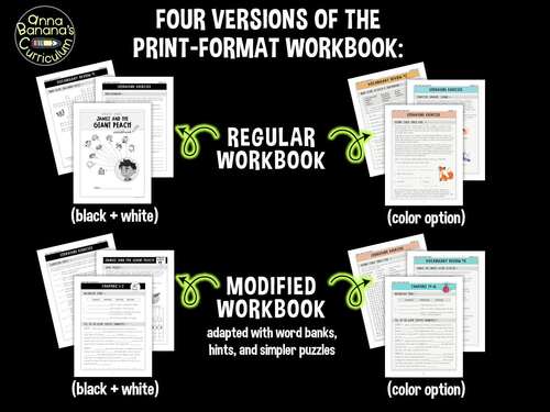 JAMES AND THE GIANT PEACH WORKBOOK: Digital and Print Novel Study