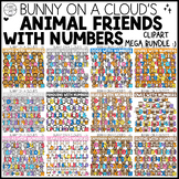 Animal Friends with Numbers Clipart Mega Bundle by Bunny On A Cloud
