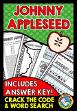 JOHNNY APPLESEED ACTIVITY WORD SEARCH CRACK THE CODE GAME NO PREP WORKSHEETS