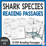 10 Shark Nonfiction Passages with Reading Comprehension Questions - Grades 4-5