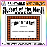 PRINTABLE - Plaid Student of the Month Awards Certificate & Chart - ORANGE