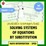 Solving Systems of Equations By Substitution | Printable Scavenger Hunt