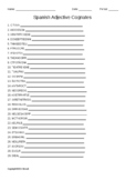 Spanish Adjective Cognates Word Scramble