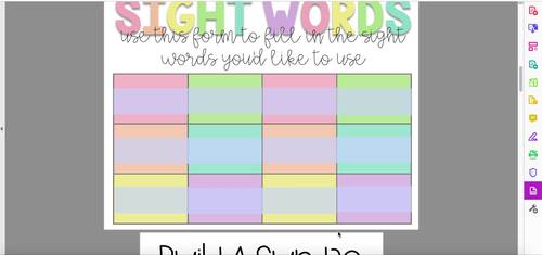 Editable Sight Word Game with Auto Fill - Ice Cream Sundae