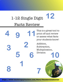 1-12 Basic Math Fact Assessment Bundle