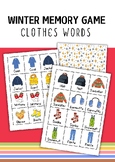 Winter Clothes Words Matching. Memory Game.