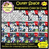 Space Progression Color By Code - Clipart - Set2 (School Designhcf)