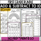 Addition and Subtraction within / to 10 Worksheets First Grade Math
