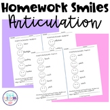No Prep Homework SMILES: Articulation - Speech Therapy