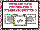 7th Grade Common Core Math Standards Posters- Glitter Chevron Pattern