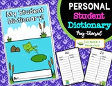 Personal Student Dictionary - Frog Themed