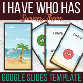 I Have Who Has Card Game Editable Template | Summer Theme