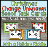 Christmas Change Unknown Scoot Task Cards - Addition and Subtraction within 20