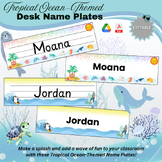 Tropical Ocean-Themed Editable Desk Name Plates