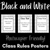 Black and White Class Rules Posters