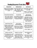 Reading Response Homework Menu