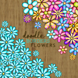 Watercolor Doodle Daisy Flower Page Border Clipart