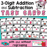3-Digit Task Cards - Addition and Subtraction - Valentine theme