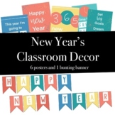 Happy New Year Classroom Decorations or Party Pack - Poster and Banner Set