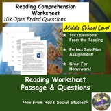Sahara Desert Middle School Reading Worksheet w/Answer Key