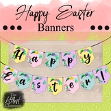 Floral Happy Easter Banner | Easter Coloring Pages | Floral Easter Bunting