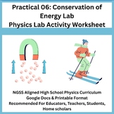 High School Conservation of Energy Lab Worksheet Â¨C Roller Coaster & Energy