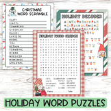 Word Search, Word Scramble, Christmas Decoders, Holiday Worksheet Early Finish