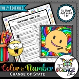 Change Of State ~ Phase Change ~ Science Color By Number Worksheet - TPT