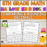 5th Grade Decimal Place Value: Round & Compare Decimals Halloween Riddles