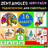 Zentangles Holiday Mini Pack - Thanksgiving and Christmas Coloring pages