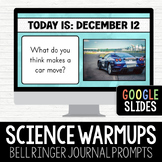 Daily Science Bell Ringers/Warm-Ups on Google Slides (December)