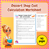Sweet Shop Startup: Ingredient & Equipment Cost Worksheets Grade 7-12