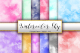 Watercolor Sky Background - Pastel Colorful Wallpaper - Digital Papers Clip Art