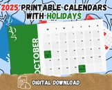 2025 Calendar - Printable PDF 12 Month Calendar, School and Office Use