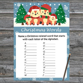 Christmas Word A-Z Game Printable,Christmas foxs Christmas Activity