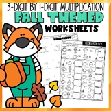 3-Digit by 1-Digit Multiplication Worksheets l Fall Themed