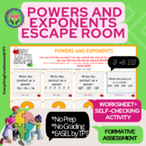 Powers and Exponents Escape Room + PDF + EASEL