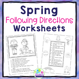 Spring Following Directions Worksheets for Speech and Language Therapy