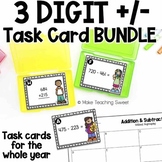 3 Digit Addition & Subtraction Task Card Bundle - With & Without Regrouping